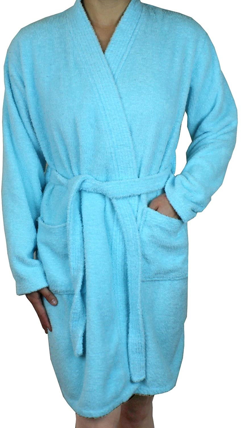 Women's Cotton Terry Cloth Long Sleeve Bathrobe Soft Short Length