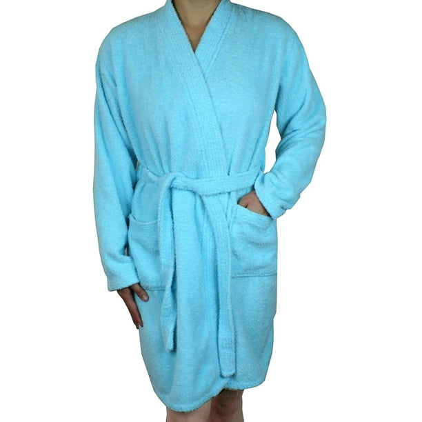 Ms Lovely Women's Cotton Terry Cloth Long Sleeve Bathrobe Soft