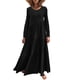 thumbnail image 2 of Vestido largo de manga larga suelto de color sólido para mujer Vestido largo de playa con cuello redondo y columpio asimétrico Fridja yut2612, 2 of 6