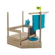 TP Toys Ahoy Ship Wooden Sandbox Cover Play Boat with Sunshade Sail, Hidden Sandpit, Splash Bowl, Storage Compartment & Pirate Play Features for Kids Ages 2+