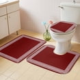 thumbnail image 2 of Red Geometric Bath Mat 3 Piece Bathroom Rug Set, Country Farm Traditional Chinese Tile Non Slip Bath Rug Contour Mat and Toilet Lid Cover, Absorbent Shower Mats Soft Bath Rugs and Mats Sets, 2 of 8