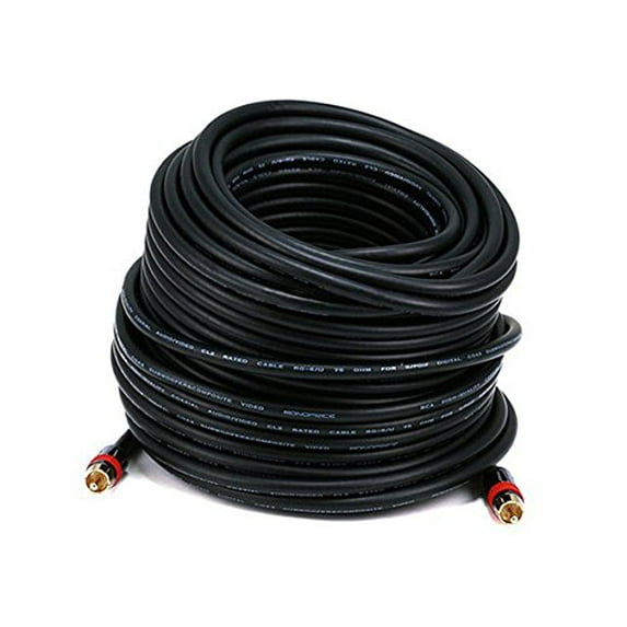 Monoprice 100ft High-quality Coaxial Audio/Video RCA CL2 Rated Cable - RG6/U 75ohm (for S/PDIF, Digital Coax, Subwoofer & Composit
