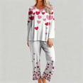 thumbnail image 4 of Fengactive Valentines Pajama Sets for Women 2 Piece Long Sleeve Heart Print Tops and Pants Loungewear Pjs Set Sleepwear, 4 of 6