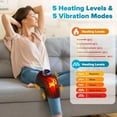 thumbnail image 4 of Cordless Knee Massager with Heat and Vibration, Heated Knee Brace Wrap, 3 in 1 Heating Pad for Knee Elbow Shoulder, 5 Heating Levels, 5 Massage Modes & 15 Min Timer, LED lights, Black, 4 of 11