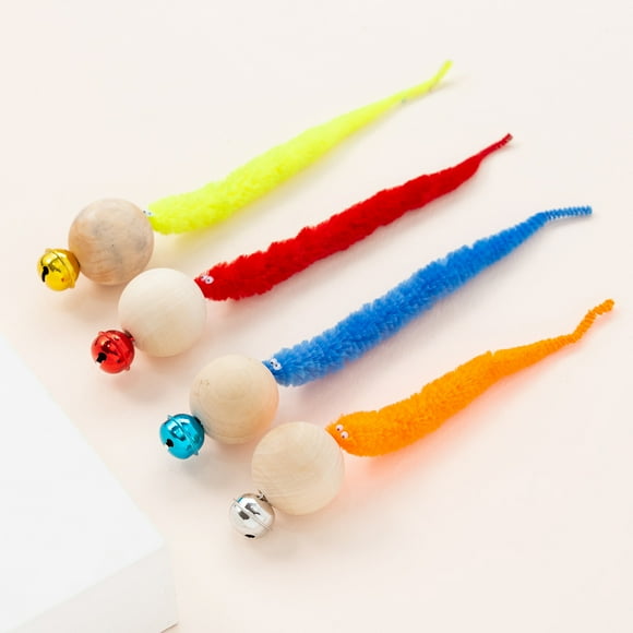 8 Pieces Colored Cat Worm Toys Interactive Cat Worms Ball with Bell Cat Worms Toys for Exercising Kitten Cat Puppy Health Sport Interactive Toys(Random Color)