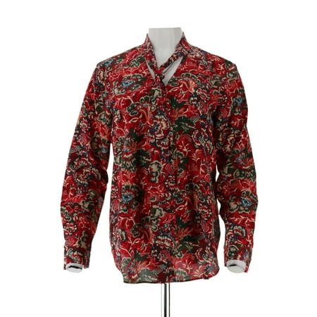 C. Wonder - C Wonder Tie Neck Floral Print Button Front Blouse A280090 ...