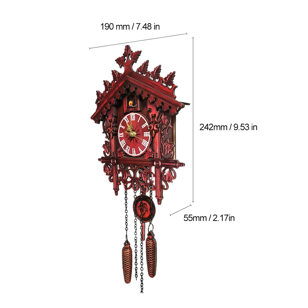 Wall Clock Hanging Wood Cuckoo Living Room Swing Vintage Home Art Decor Retro 