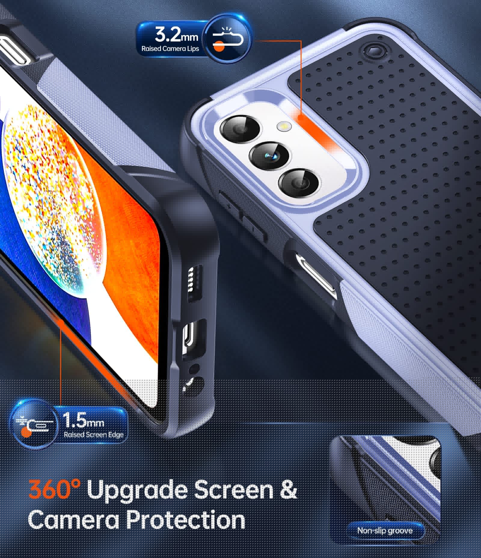 thumbnail image 6 of LeYi for Galaxy A14 5G Case, Samsung Galaxy A14 5G Case with 2 Pack Screen Protectors, Dual Layer Protective PC Back & Soft Bumper Resilient Shock Absorb Case Cover for Samsung A 14 5G, Purple, 6 of 7