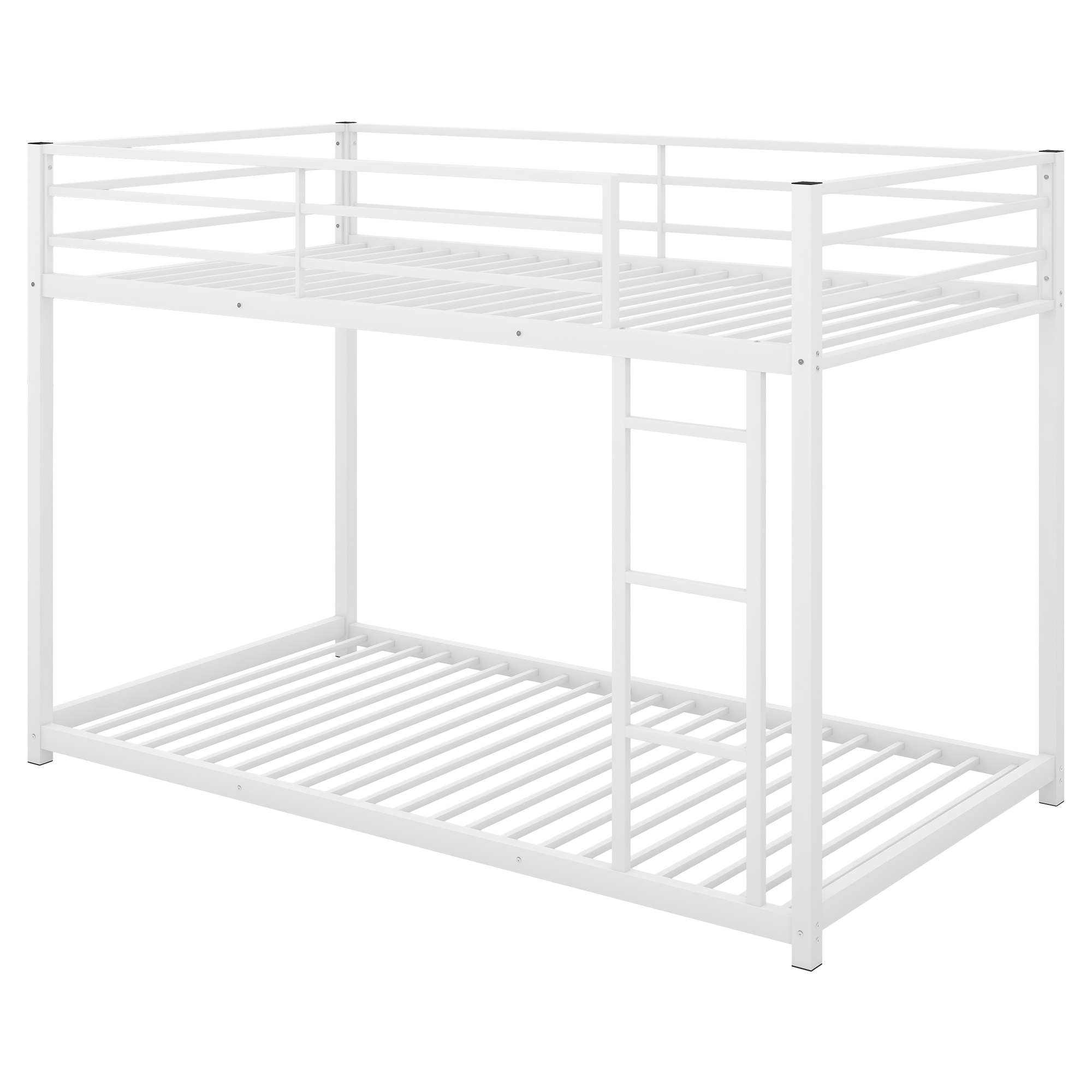 EUROCO Metal Twin over Twin Bunk Bed, Low Profile with Safety Guardrails for Kids Teens Adults, 350lb Capacity Heavy Duty, White