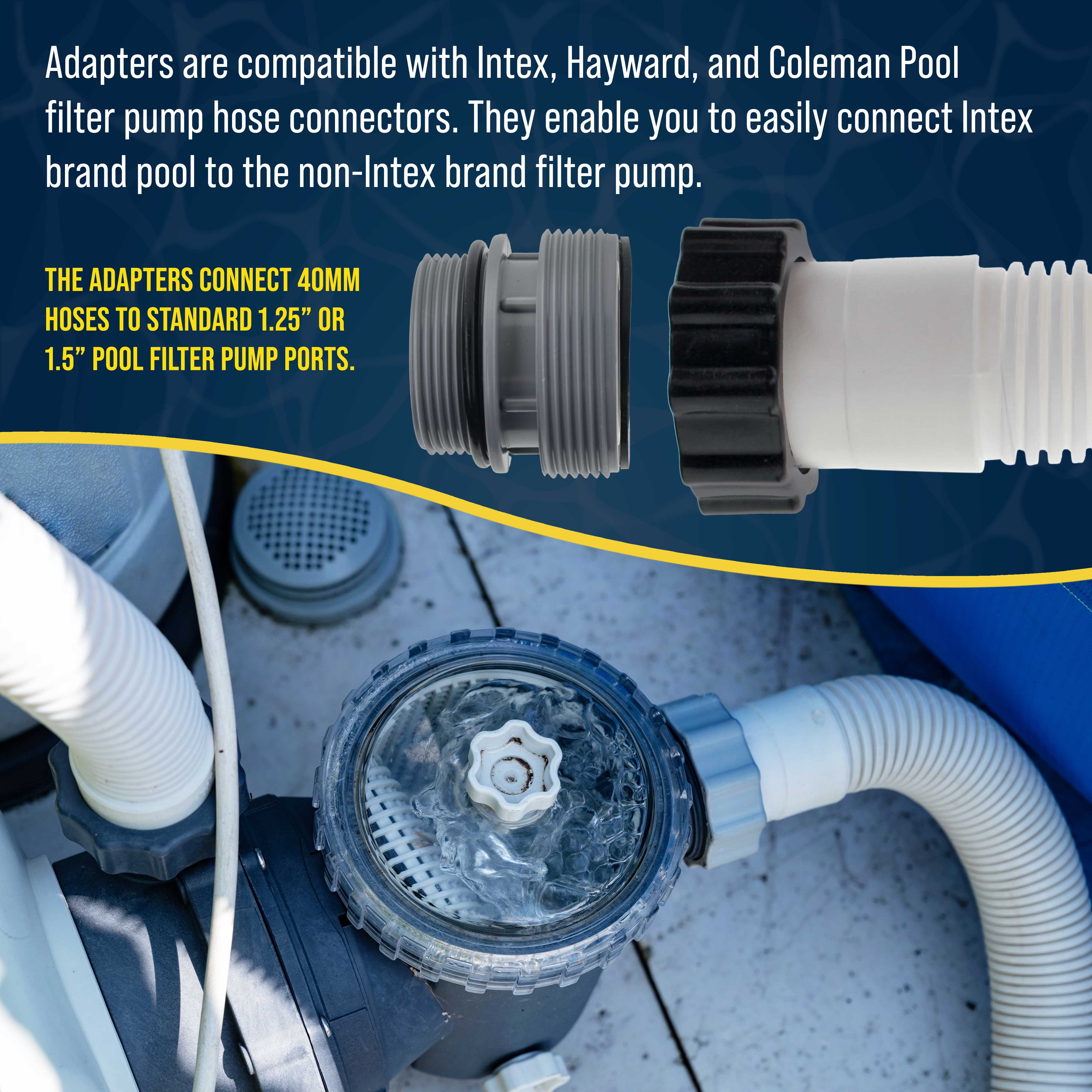 U.S. Pool Supply Pool Hose 40mm to 1.5" Hose Conversion Adapters 4560, Pack of 4 - Above Ground Replacement Kit Compatible with Intex, Hayward, Coleman Pool Filter Pump Hose Connector
