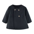 thumbnail image 3 of BULLPIANO Toddler Baby Girl Fall Woolen Coats Snowsuit Solid Long Sleeve Button Jacket Outwear for 0-4 Years, 3 of 6