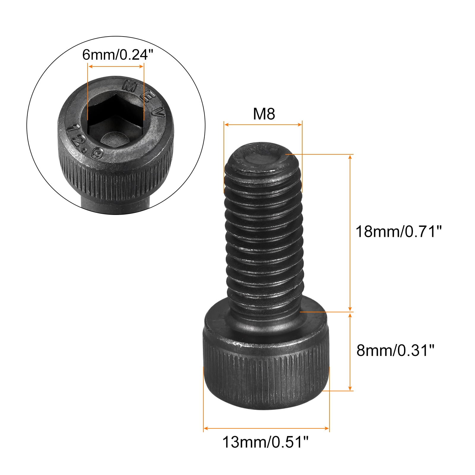 Unique Bargains Durable Socket Head Bolts Made of Alloy Steel with Cap Screws M8x18mm