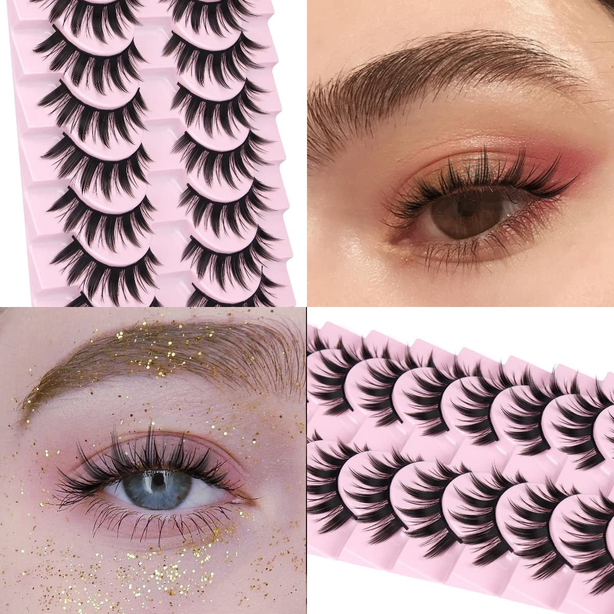 Ahrikiss Manga Lashes Natural Look Wispy Anime Lashes Soft Fake Eyelashes  Lightweight False Eyelashes Faux Mink Lashes Look Like Individual Lashes 8