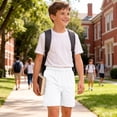 thumbnail image 7 of ATOGUTA Soccer Shorts Boy Size 3T-14 Kids Athletic Basketball Shorts Casual Elastic Waist Summer Clothes with Pockets White, 7 of 7