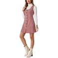 thumbnail image 4 of INSPIRE CHIC Robe Chasuble Décontractée pour Femme en Velours Côtelé à Encolure Dégagée avec Poches G Rose, 4 of 6