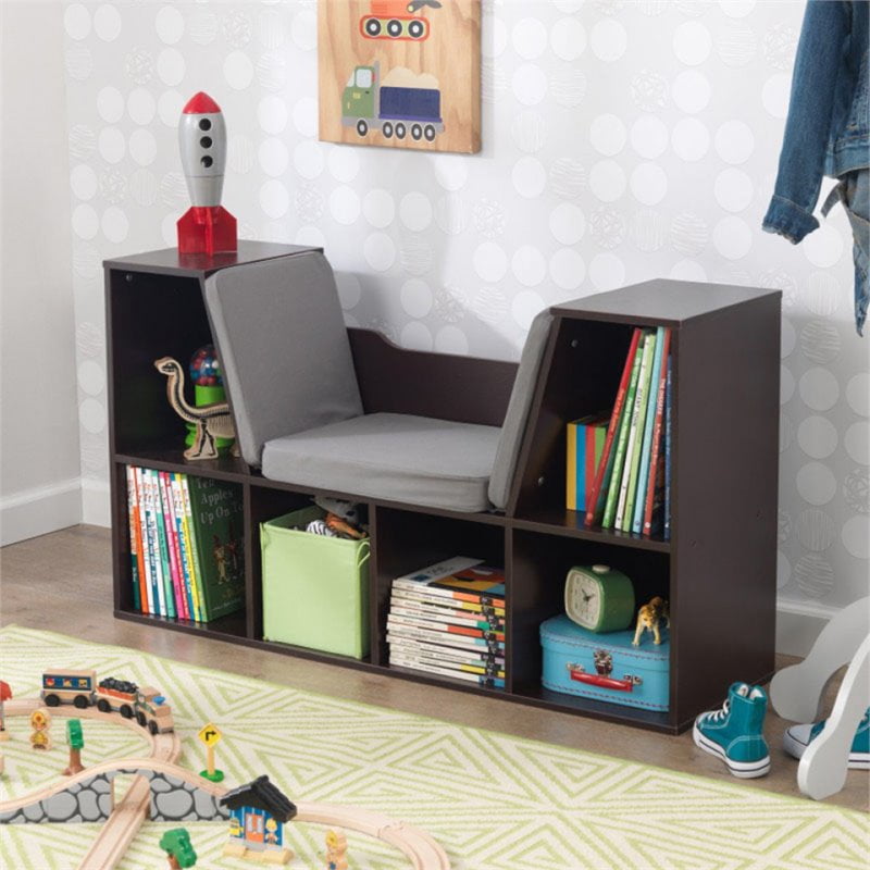 Kidkraft 6 Cubby Bookcase With Reading Nook In Espresso