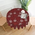 thumbnail image 5 of Round Christmas Tablecloth 60 Inch Winter Dark Red and White Snowflakes Print Table Cloth Xmas Holiday Decoration Table Covers for Party Dining Kitchen Home Picnic Camping Patio, 5 of 6