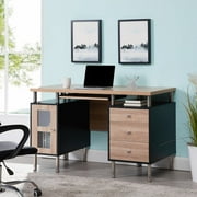 Naomi Home Elsy Contemporary Computer Desk with Keyboard Tray and Power Outlets, Black