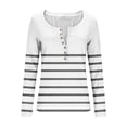 thumbnail image 4 of FDGIU ‌‌‌‌‌‌‌Women’s Ribbed Knit Striped Long Sleeve Top - Henley Neck Slim Fit Layered Tee for Work Casual, 4 of 7
