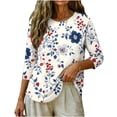 thumbnail image 7 of Lorytime Womens 4th of July Shirt Red White and Blue Outfits Patriotic Graphic Clothes 3/4 Sleeve Holidays Wear 11-Red M, 7 of 7