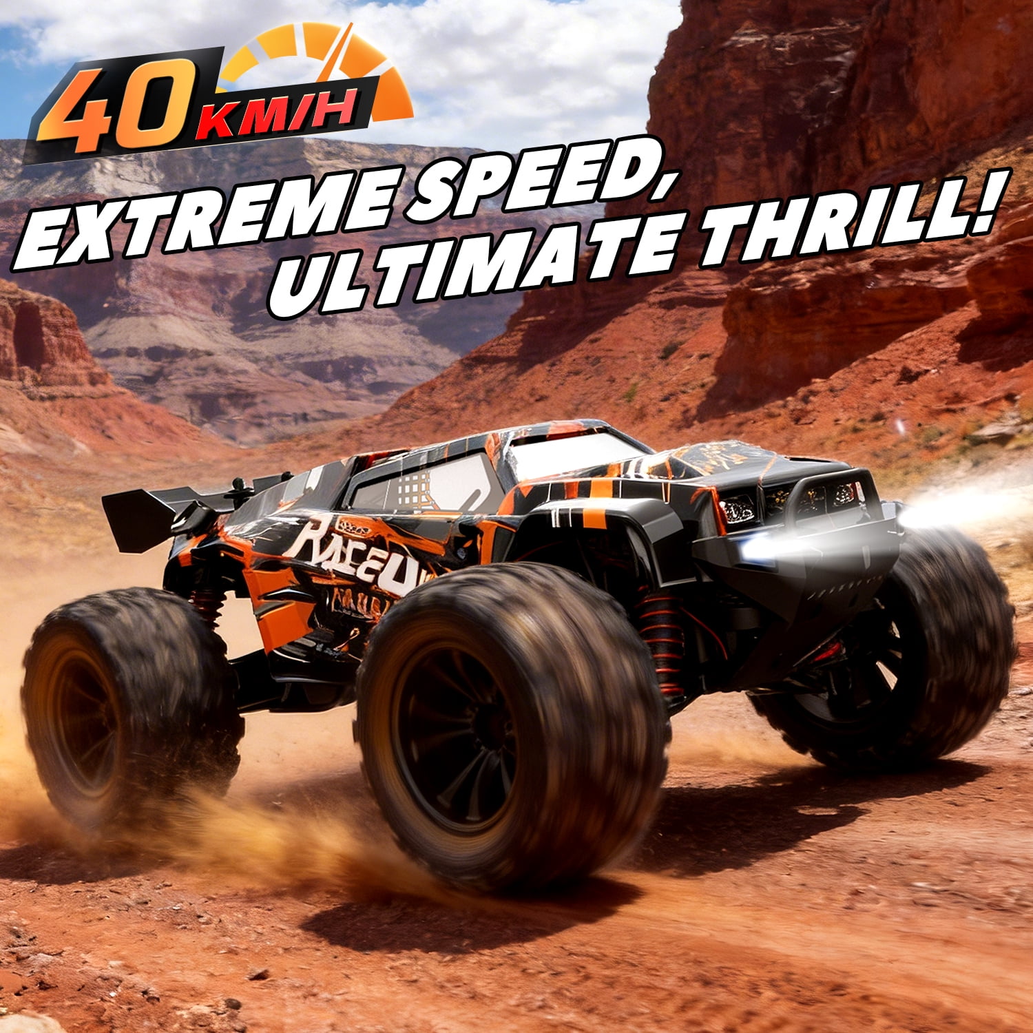 JoyStone High Speed RC Car, 1:16 Scale 30+MPH Remote Control Monster Truck All Terrain Off-Road Truck, 4WD Electric Vehicle Hobby Toy with 2 Batteries & 2 Shells, Gifts for Adult and Boys