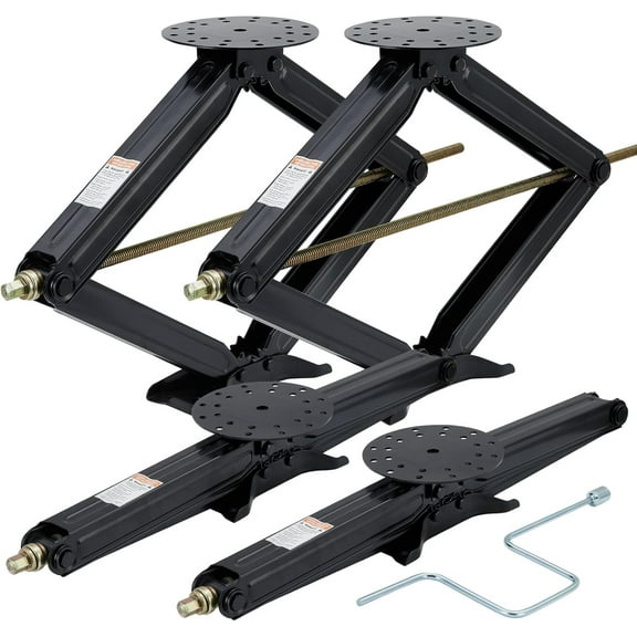 Pinypikaka 4PCS 30" 7500 lb Capacity RV Trailer Stabilizer Leveling Scissor Jacks with Crank Handle, Black