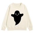 thumbnail image 5 of EnJoCho Playful Print White Hoodie Girls Soft Pullover Halloween Sweatshirt Cute Graphic Casual Streetwear Comfy Tween Lounge Wear, 5 of 7