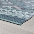 thumbnail image 4 of 8x10 Waterproof, Reversible Plastic Straw Outdoor Rugs for Patios | Also for Camping, RV, Deck, Porch, Balcony, Camp, Patio | Aqua, Geometric | Size: 7'11'' x 10'3'', 4 of 6