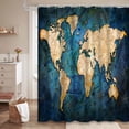 thumbnail image 2 of LALILO Earth Ocean Blue World Map Shower Curtain, 72x72 in, 12 Hooks, 2 of 6