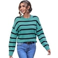 thumbnail image 1 of WIPONKEN Womens Sweaters Crew Neck Off Shoulder Style Loose Oversize Stripes Ladies Sweater for Winter&Fall 30% Wool Soft Fasional Sweater, 1 of 8