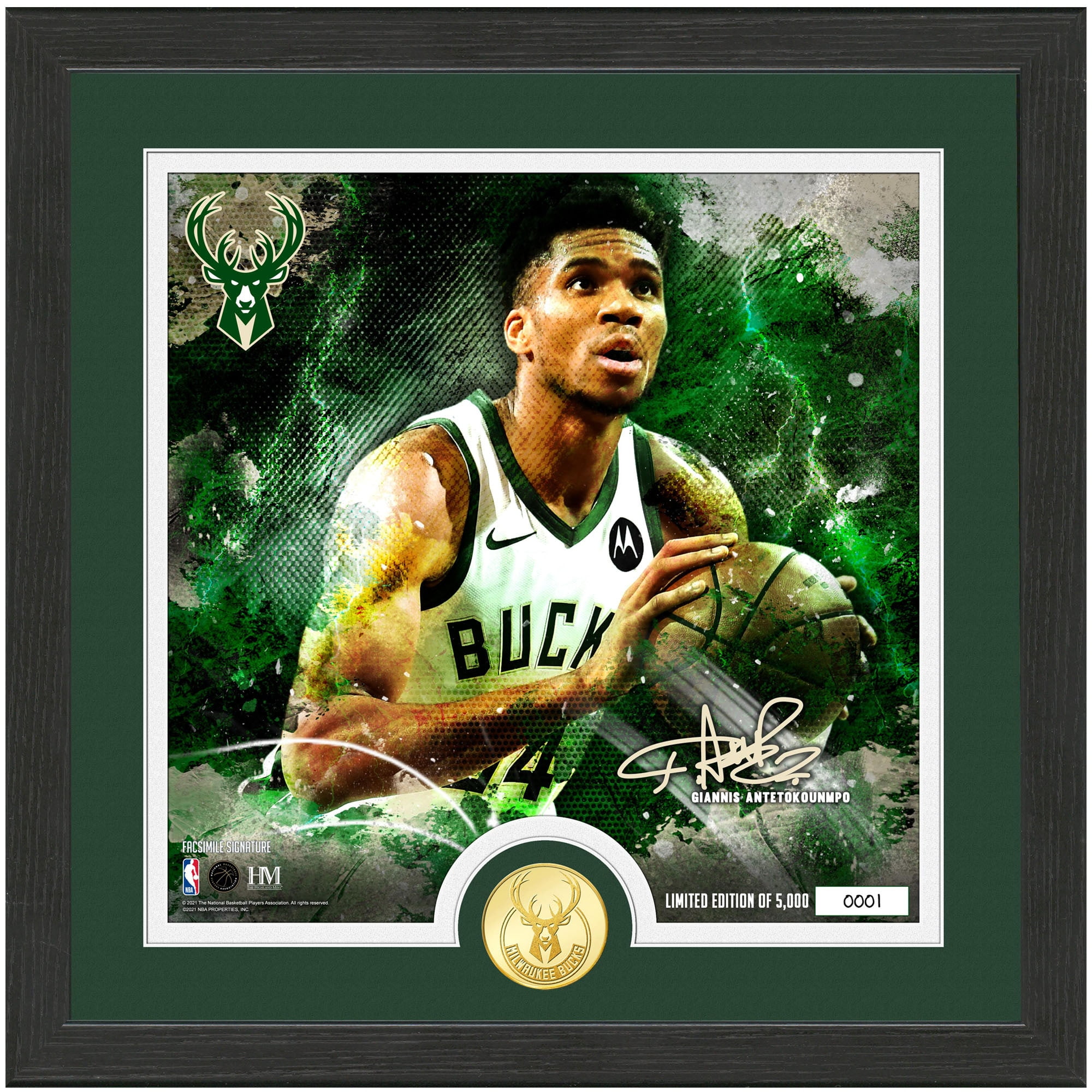 Highland Mint Giannis Antetokounmpo Milwaukee Bucks 13 x 13 Surge Signature Bronze Coin Photo Mint in Tanzania at TZS 569695 Rating 5