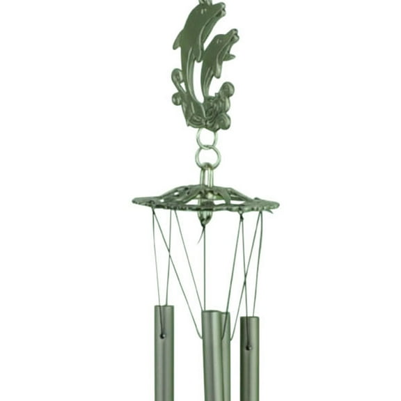 19 Inch 2 Jumping Dolphins Windchime Glory Land Pewter Garden Home Decoration