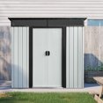 thumbnail image 7 of 6ft x 5ft Outdoor Metal Storage Shed with Transparent Plate, Tool Storage Sheds with Lockable Sliding Doors and Sloped Roof for Garden, Lawn, White and Black, 7 of 7