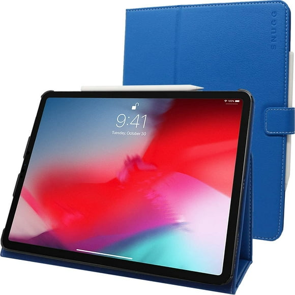 Snugg iPad Pro 12.9" (2020-4th Gen) Leather Case, Flip Stand Cover - Electric Blue