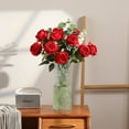 thumbnail image 3 of MY 12PCS Artificial Silk Flowers Realistic Roses Bouquet Long Stem for Home Wedding Decoration Party A-Red -1, 3 of 5