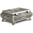 thumbnail image 4 of Joyero de plata antiguo - Caja de metal estilo floral vintage para, 4 of 5