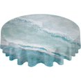 thumbnail image 4 of Summer Beach Round Tablecloth 60 Inch - Ocean Coastal Waterproof Fabric Table Cloth Protector, Nautical Seaside Aqua Beige Tablecloths Washable Table Cover for Kitchen Coffee Table Party, 4 of 6