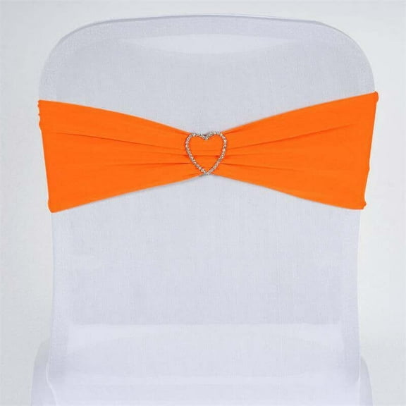 Efavormart 5pcs Orange Spandex Chair Sash, Elastic Band Sashes Fitted chair tie for wedding Event Banquet Decor