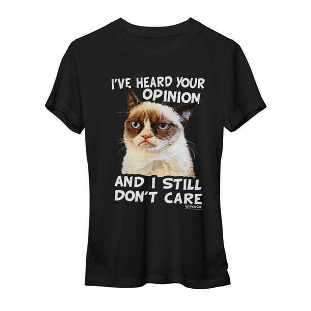 T-Line - Grumpy Cat Opinion Black Junior Women's T-Shirt - Walmart.com ...