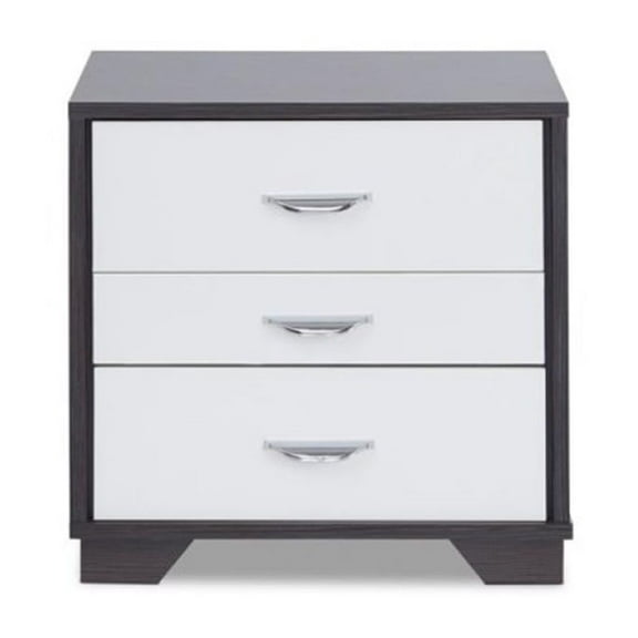 Bowery Hill 3 Drawer Nightstand in White and Black