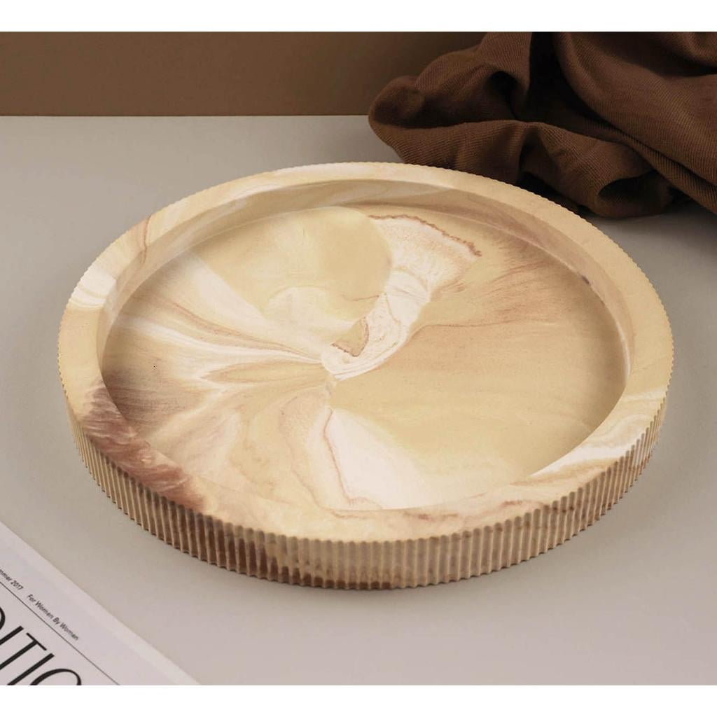 Osdhezcn Storage Tray Silicone Mold Stripe Round Dish Resin Mold Concrete Casting Mold