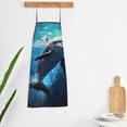 thumbnail image 3 of Uemuo Ice Blue Ocean Cute Dolphin Printed Bib Apron, Adjustable , Water and Oil Resistant, Cooking Kitchen Chef Apron for Women Men, 3 of 5