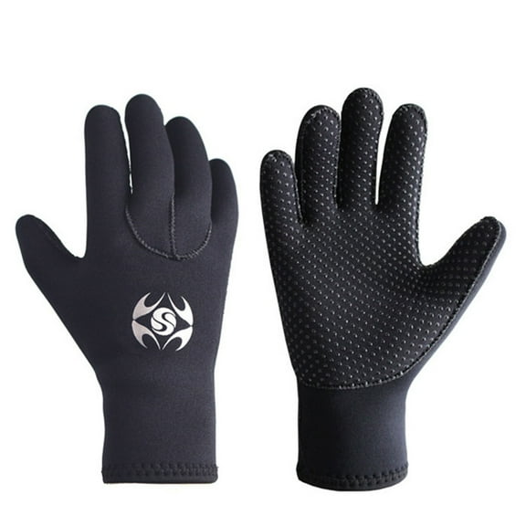 1 Pair 3mm Neoprene Scuba Dive Gloves Swim Gloves Elastic Warm Non-slip Snorkel Gloves Wetsuit Gloves Snorkeling Equipment for Winter Swim Diving Spearfishing - Size S (Black)
