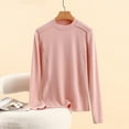 thumbnail image 2 of Womens Mock Neck Tops Soft Cotton Pullover Sweater Solid Color Casual Fall Winter Base Layer Blouses (M, Pink), 2 of 4