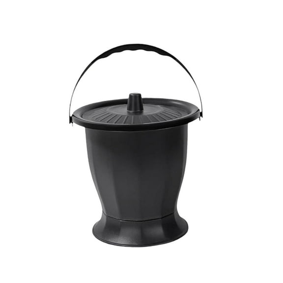 Wswqop Chamber Pot Spittoon Chamber Bucket with Lid Portable Toilet Bedpan Urinal Night Black