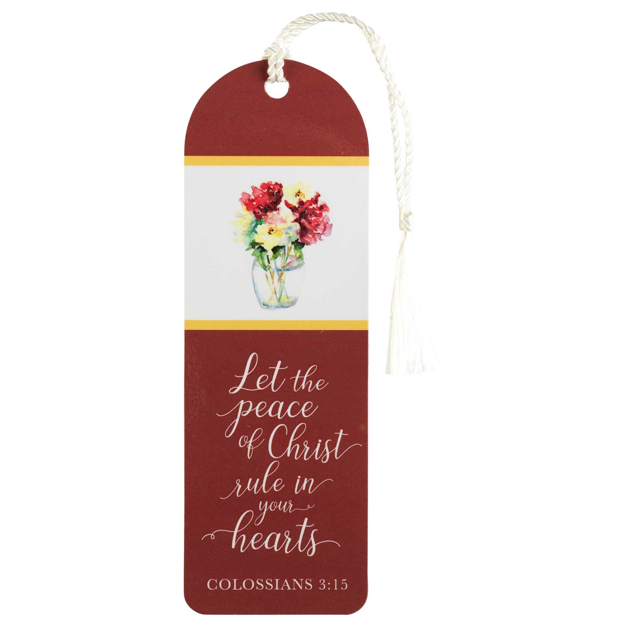 Dicksons Let Peace Christ Rule in Hearts Floral 6 inch Paper Tussled Bookmark Pack of 12