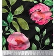 thumbnail image 1 of Soimoi Moss Georgette Fabric Flower & Leaves Watercolor Decor Fabric Printed Yard 42 Inch Wide, 1 of 3