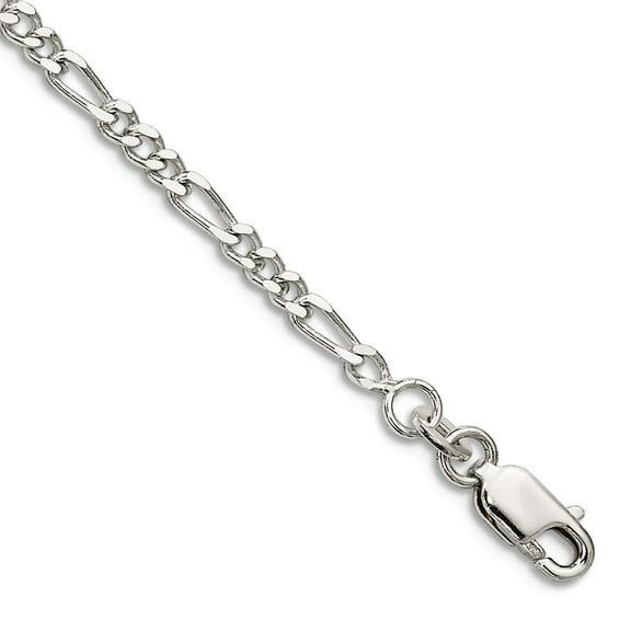 925 Sterling Silver Solid Polished Lobster Claw Closure 2.5mm Figaro Chain Bracelet 8 Inch Link Bracelet for Women and M