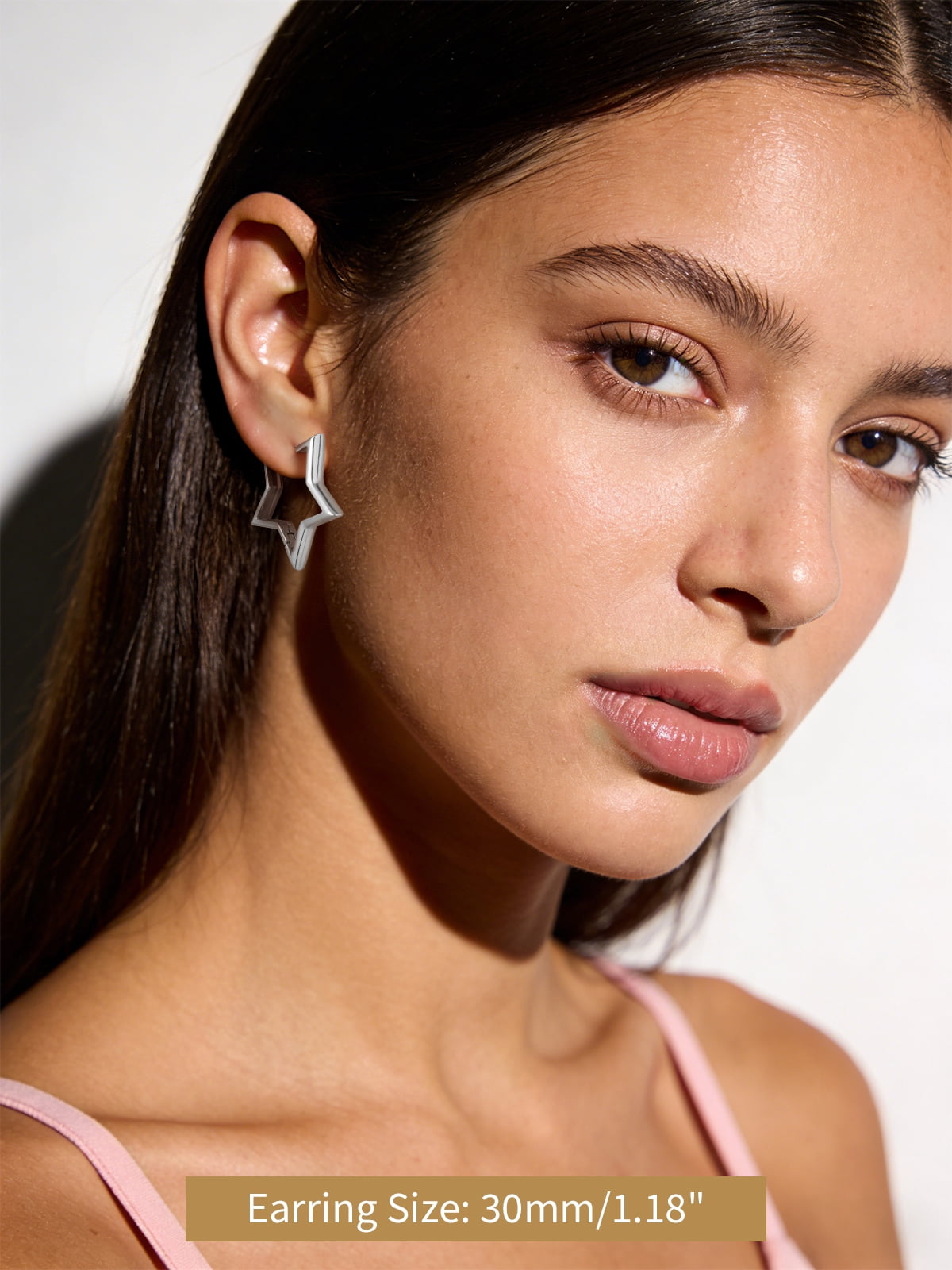 FindChic Star Earrings for Women, Silver Huggie Hoops Small Hoop Earrings Birthday Graduation Mothers Day Jewelry Gifts Her Mom Adults Ideas, 30mm