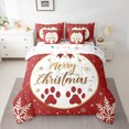 thumbnail image 2 of Manfei Merry Christmas Child Twin Bedding Sets 7-Piece, Kawaii Cat Paw Print Bedding Comforter Set, Cartoon Bowknot Snowflake Reversible Sheet Sets, Super Cozy Room Decor, 2 of 7